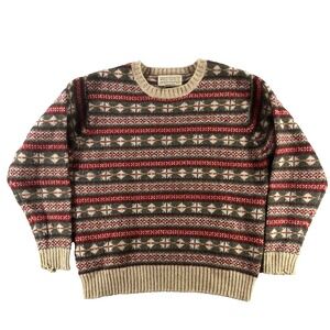 Vintage Newton Trading Co. Sweater Men's Large 100% Wool Striped Grandpa Indie